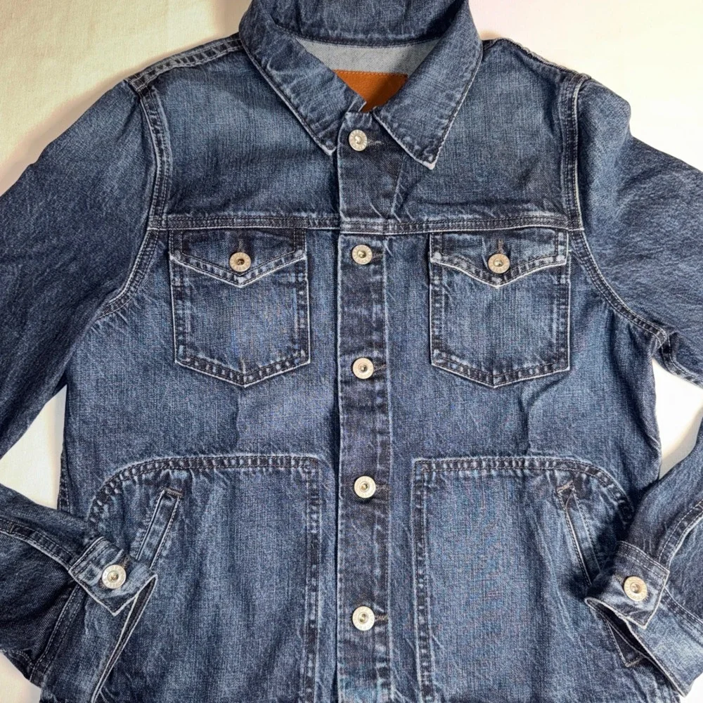 AG Adriano Goldschmied Mens Denim Trucker Jacket Dark Wash‎ LGN4130-FZL Size L
